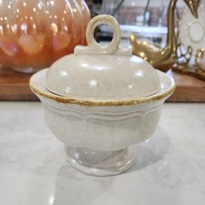 Vintage Mikasa Garden Club Sugar Bowl With Lid Stoneware Beige FG 000 Japan