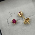 4MM Round Cut Simulated Pink Ruby Stud Earrings 14K Yellow Gold Plated #41 — photo 3