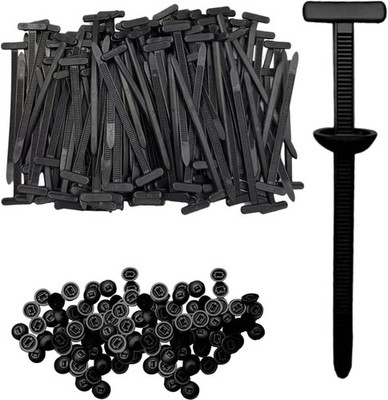 100 Pcs Nylon Universal Cable Tie Buckle for Car, T Style Automotive Zipper Clip