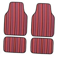 Baja Saddle Blanket Paisley Style Waterproof Car Floor Mats,Stripes Ethnic Red