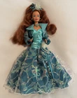 Vintage Barbie Doll 1976 Mattel Red Wavy Hair Turquoise/Teal Long Party Dress