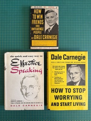 Dale Carnegie 3 Book Lot HC & PB How to Win Friends Effective Speaking VTG