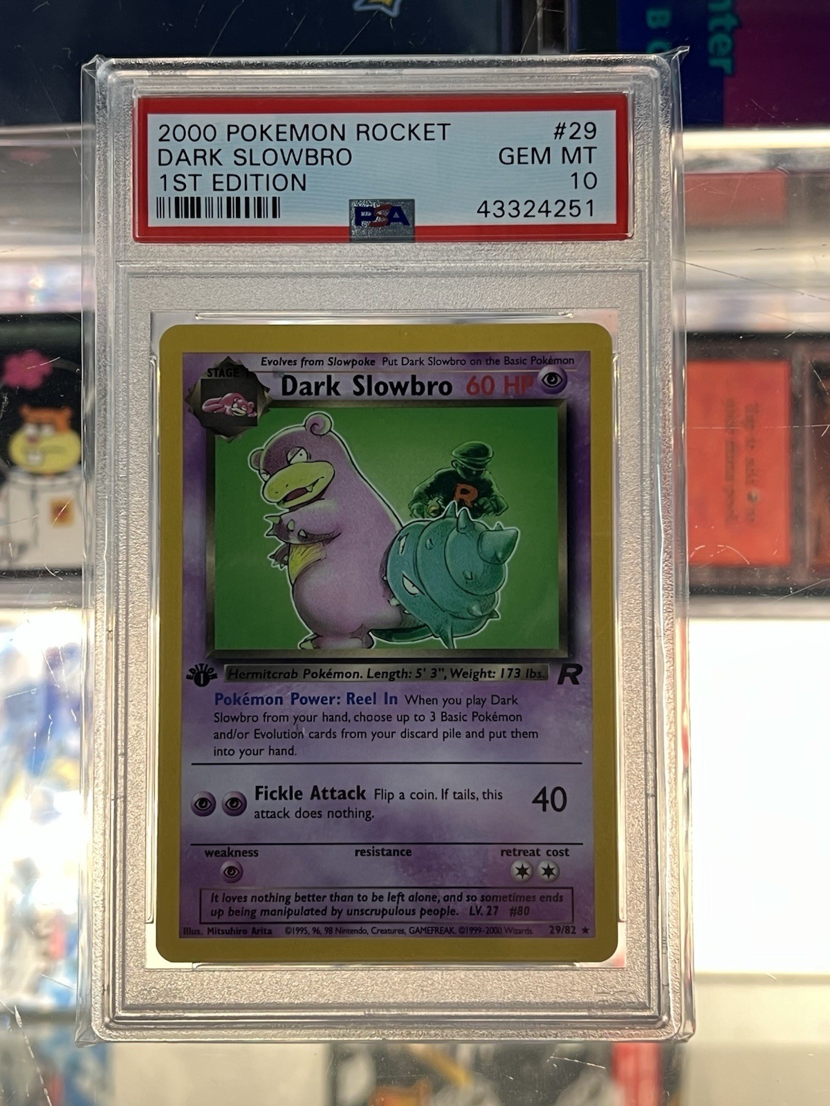 2000 Pokemon Pokémon Rocket 29 Dark Slowbro 1st Edition PSA 10