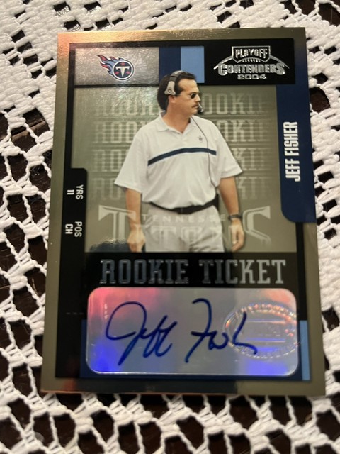Jeff Fisher 2004 Playoff Contenders RC Rookie Ticket Auto Autograph #198 Titans