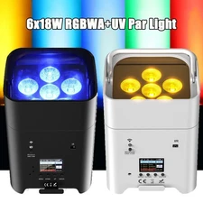 108W Par Quad 6 Battery Powered LED Uplight RGBWA+UV Wifi APP DMX Wireless Light