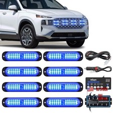 8PCS Led Strobe Lights with Controller 12V 24V Sync Blue with Controller