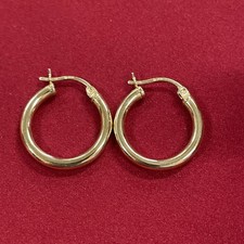 14k Yellow Gold Tube Hoop Snap Closure Earrings