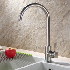 Stainless Steel Brushed Kitchen Sink Faucet Swivel Water Mixer Tap for Hot Cold