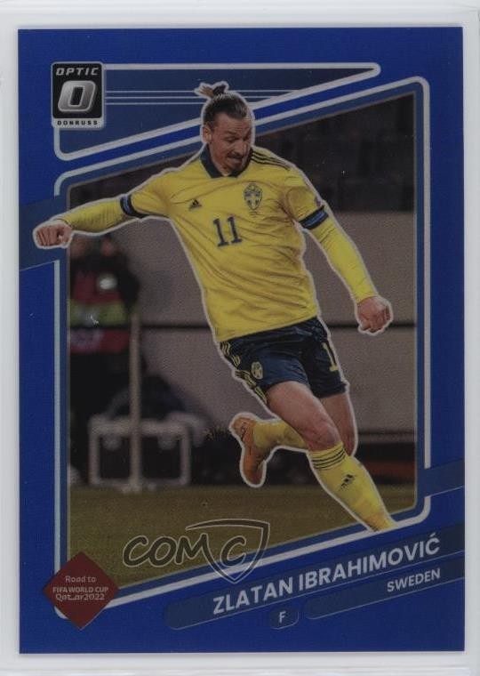 2021 Panini Donruss Road to Qatar Optic Blue Prizm 76/99 Zlatan Ibrahimovic 1f8v
