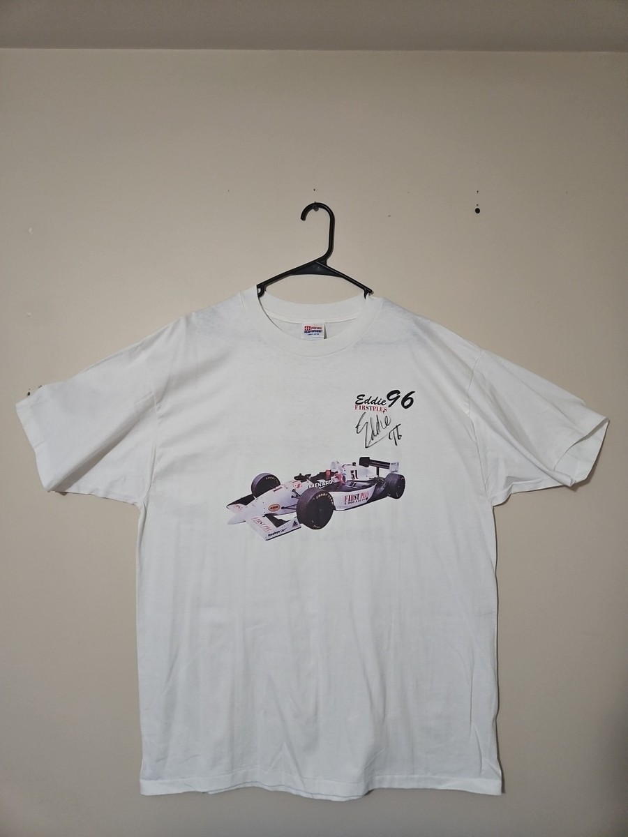 v*y様 最終値下げ‼ 90s usa製 hanesボディ Sessions L Vtg 1996 Hanes Heavyweight T-Shirt Autographed Eddie Cheever Indy