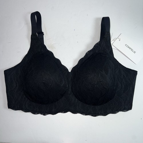 Comfelie Seamless Wireless Black Lightly Lined Bra Size Large-New