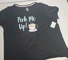 New Secret Treasures womens 2 pc."Perk Me Up" pajama set sz 3X 24W-26W coffee