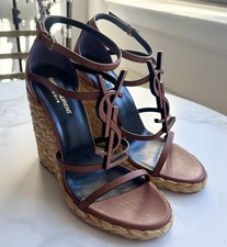 Saint Laurent Women s Brown Leather Strappy A...