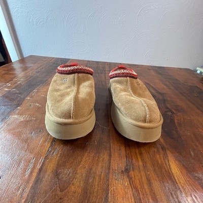 UGG Tazz Platform Suede Clogs Chestnut Red Tasman Braid 1122553 Womens 8