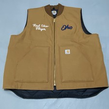 Carhartt V01 Arctic Quilt Lined Duck Vest Mens XL Brown Work Embroidered Logo