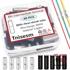 20 Pcs 8 AWG Gauge Non Insulated Butt Connectors, Butt Splice Wire 8 Awg