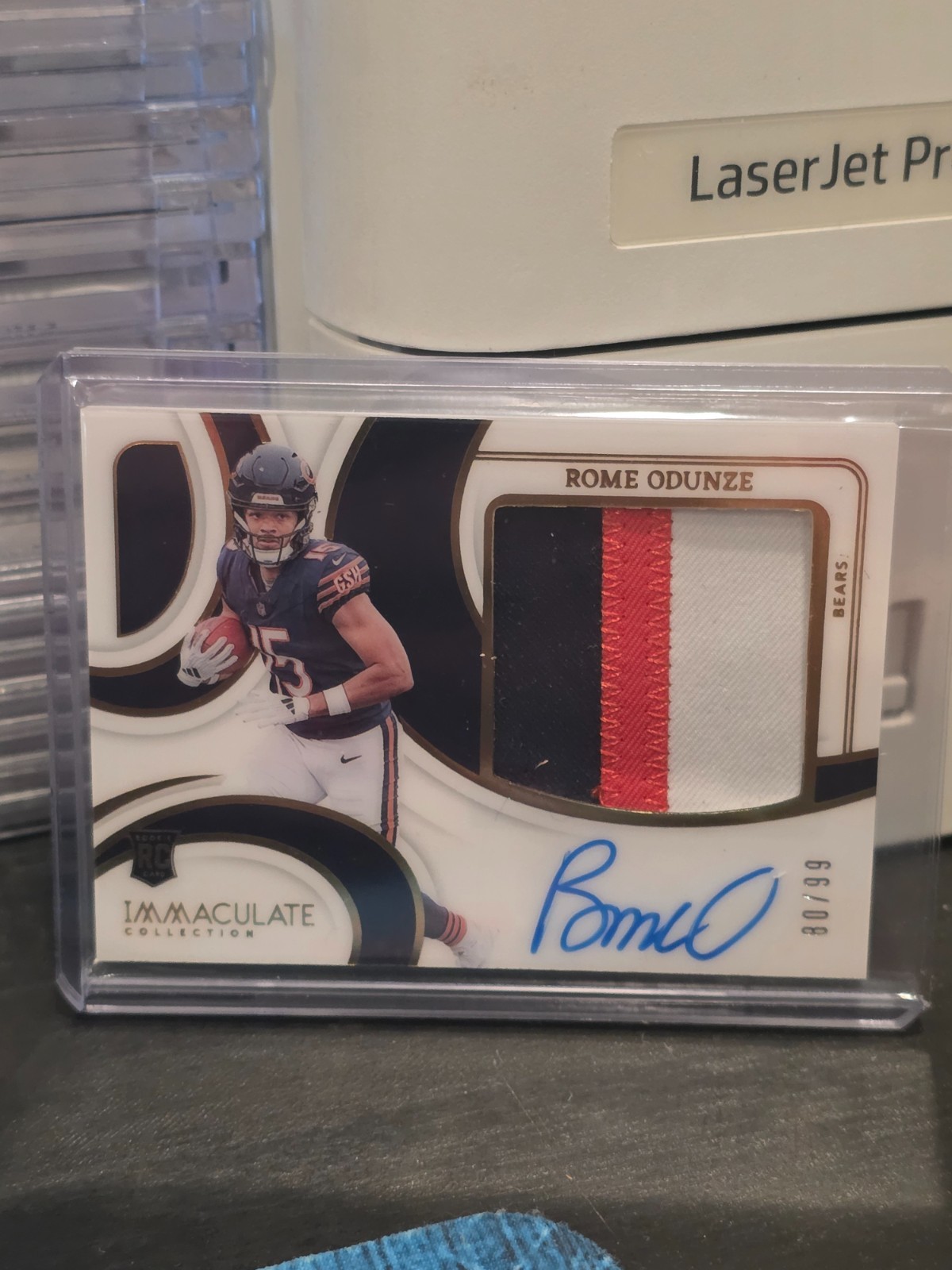 Rome Odunze 2024 Immaculate Premium Jersey Patch RPA 3-Color /99 RC Auto