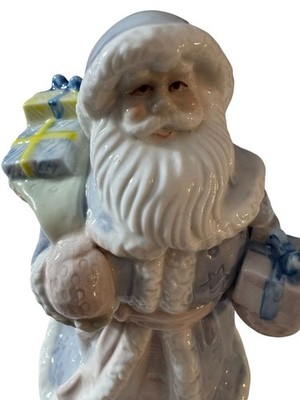 Porcelain Santa Claus Figurine Carrying Gifts Nobel Hall 1980s Holiday VIDEO