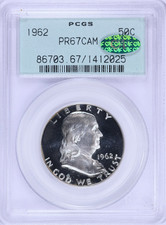 1957 NGC PF67 Franklin Silver Half Dollar, Gem Proof 67 Silver .50
