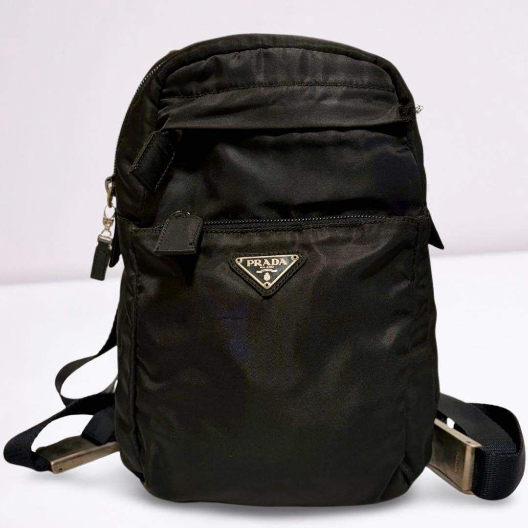 PRADA Mini Rucksack Backpack Triangle Logo Black … - image 2