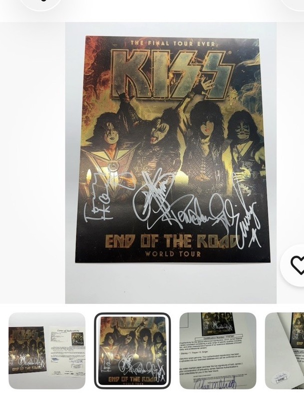 KISS END OF THE ROAD SIGNED AUTOGRAPHED 8 X 10  -  SIMMONS STANLEY SINGER THAYER