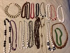 VINTAGE  BEADED NECKLACES LOT OF 19 PINKS GREEN WHITE PLASTIC PREOWNED — photo 1