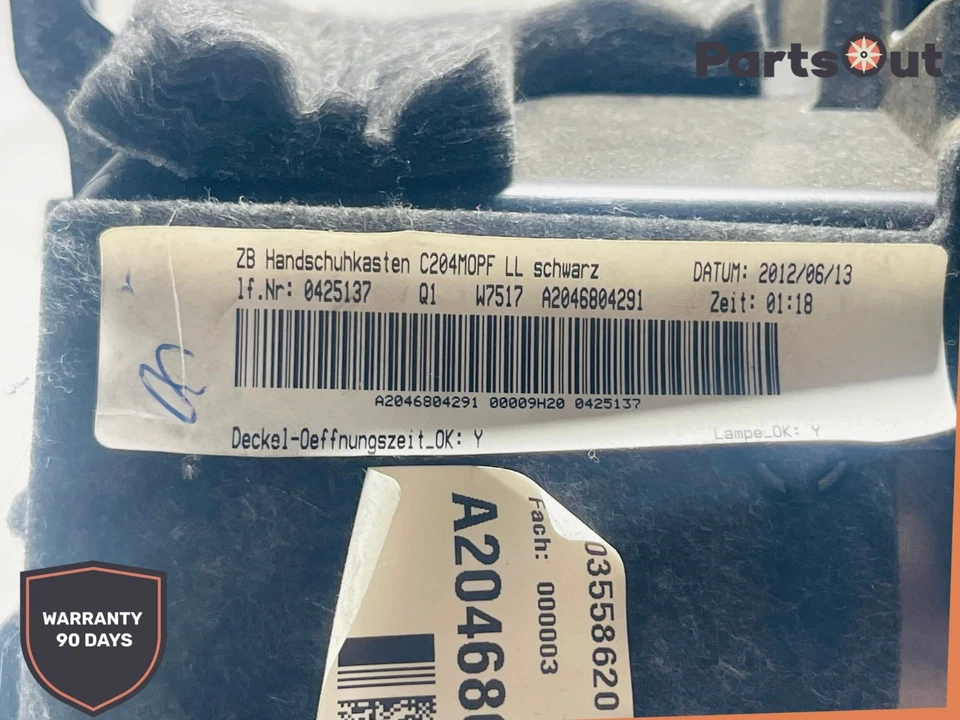 12-14 Mercedes W204 C250 C300 C350 Salpicadero Guantera Compartimento Negro OEM Foto 4 de 4