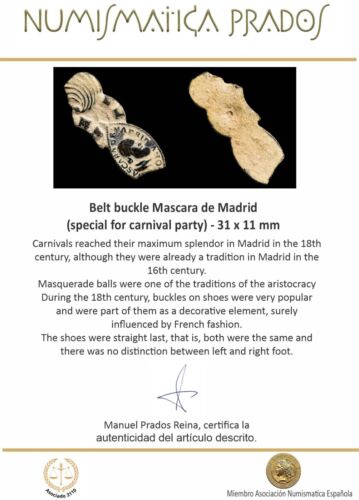 Fibbia Cintura Mascara de Madrid (speciale per festa di Carnevale) - 31 x 11 mm - Foto 3 di 3
