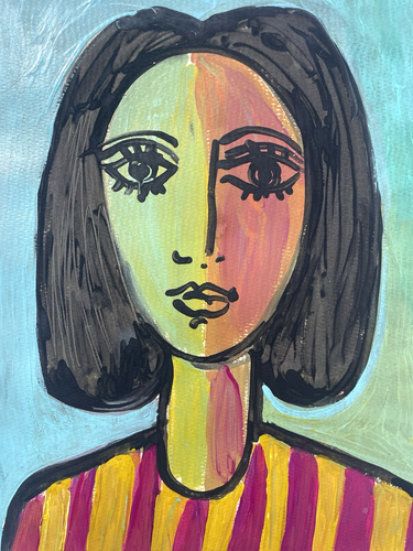Picasso Pablo Original Painting Signed Woman Pretty Girl Artwork Spain D49 - Picture 3 of 11