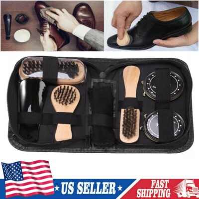 Shoe Cleaning Polish Shine Care Kits Set For Leather Boots Shoes Sneakers New