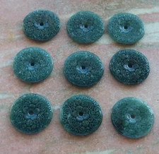 1Pcs Green Grade Natural A Jade jadeite Pendant Flower Coin Ruyi Necklace 684600