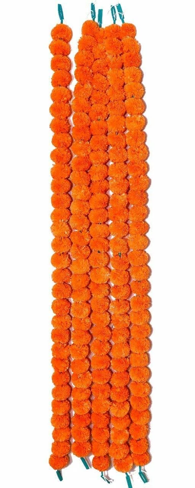 20 Piece Artificial Genda Orange Strings Marigold Flowers for Decoration 4.5 ft - Image 3 of 3