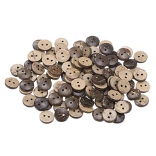 100pcs Sewing Button 10mm 2 Holes Wooden Round Craft Buttons, Brown