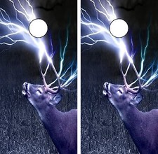 C105 Deer Lightning Cornhole Board Wrap LAMINATED Wraps Decals Vinyl Sticker