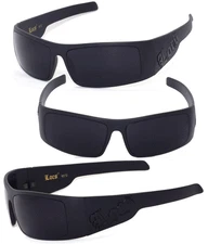 Locs Mens Cholo UV400 Biker Sunglasses - Matte Black (Black Logo) LC51