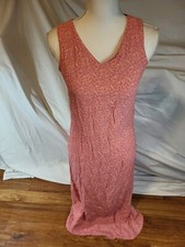 Vintage LL Bean Ditsy Floral Pink Rayon Maxi Dress Size 6