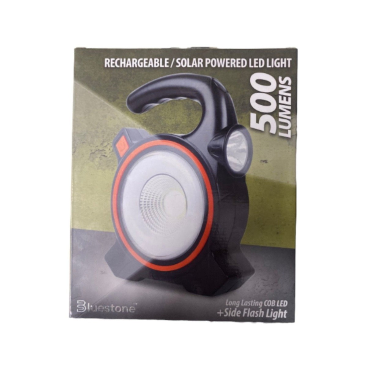 bluestone rechargeable flashlight BLUESTONE 500 LUMENS RECHARGABLE SOLAR POWERED LED LIGHT-FLASHLIGHT