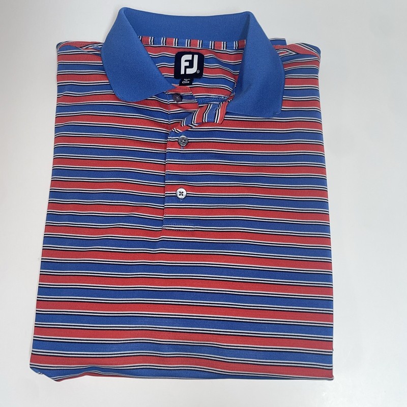 MENS XL FOOTJOY GOLF SHIRT EXCELLENT CONDITION RED WHITE and blue  GOLF SHIRT FJ