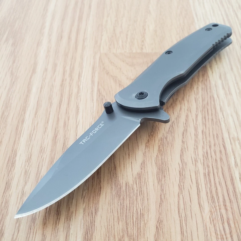 Tac Force Assisted Folding Knife 2.75" 440C Steel Blade Gray Stainless Handle - Image 2 of 4