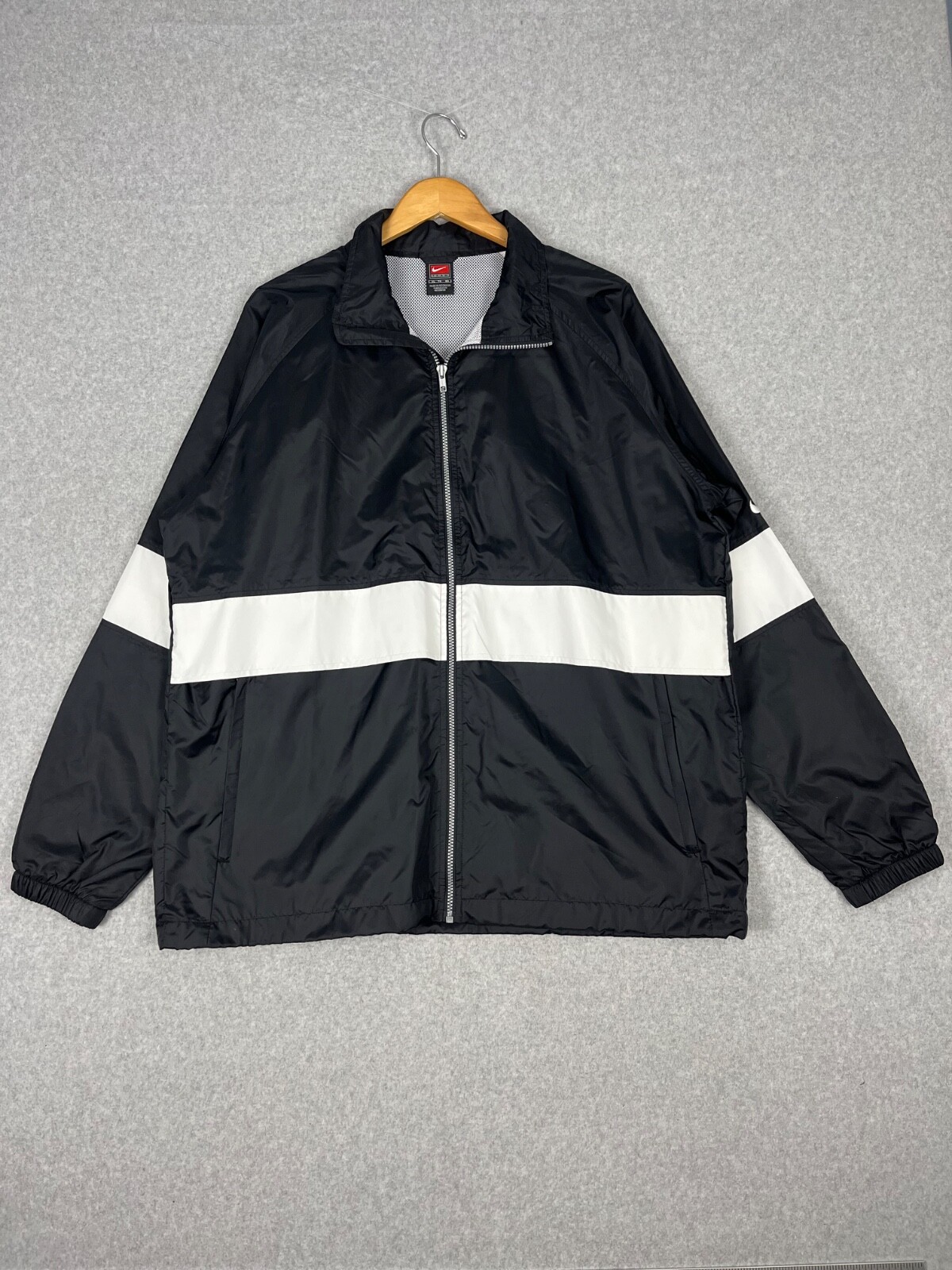 SACAI X NIKE Giacca Nike vintage uomo XL nero bianco color block anni 90 full zip foderata in rete