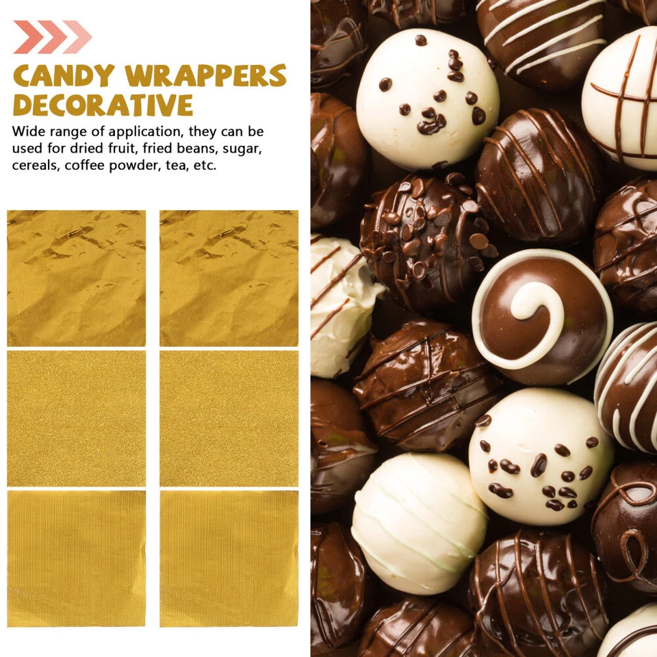 6 bolsas de papel de embalaje de dulces papel de embalaje de chocolate envoltorios de dulces dorados Foto 4 de 4