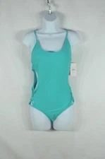 Endless Sun Swimwear M Side Strappy Cut-Out Cheecky 1 Piece Aqua NWT