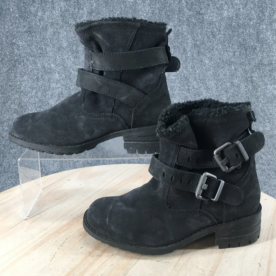 Botas Caterpillar para mujer 7 tobillo ancho invierno hebilla P309111 gamuza negra Foto 2 de 4