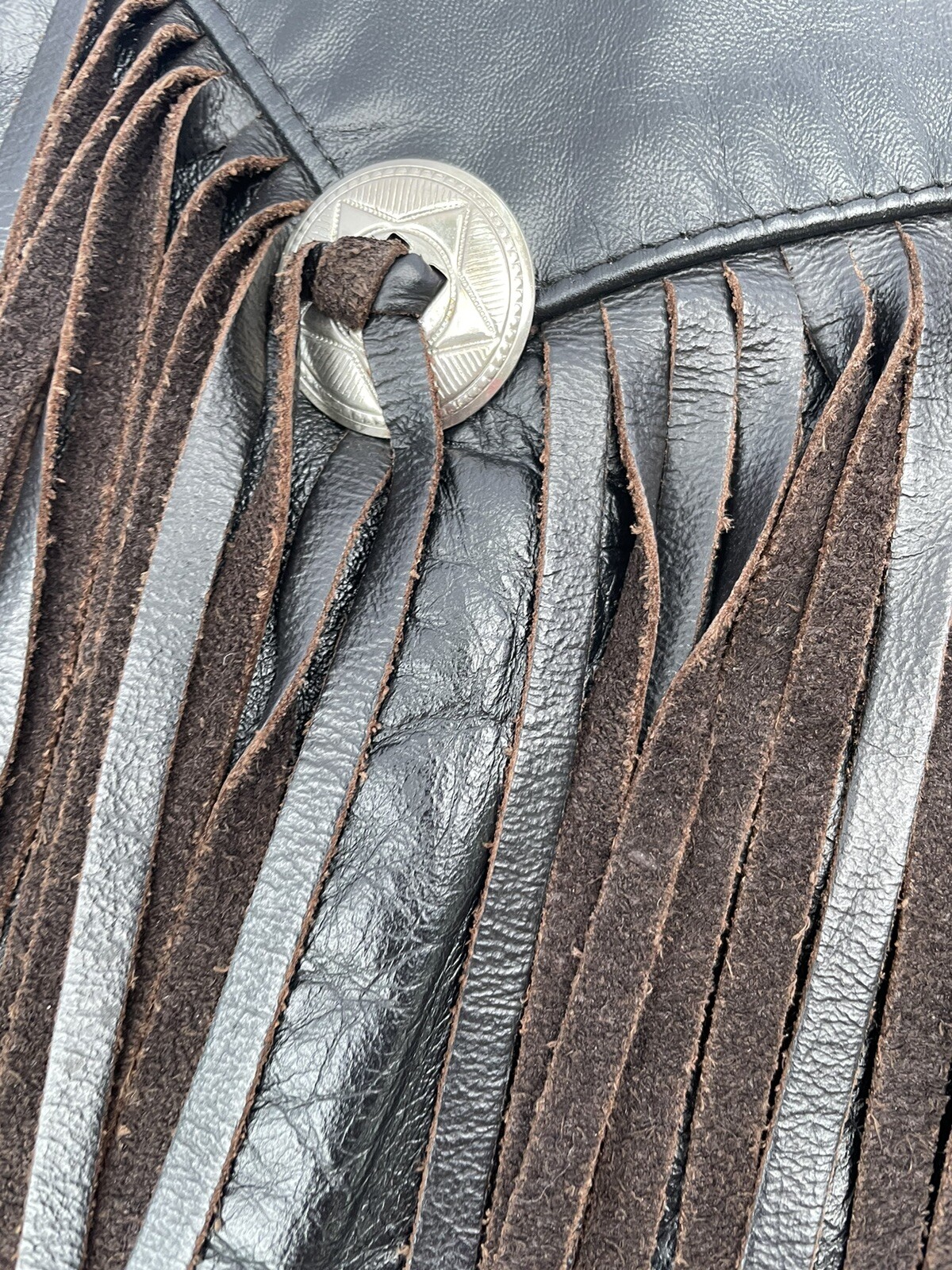 Park V Leather Vest Women's Size 14 Fringe Motorcycle Biker Made In USA