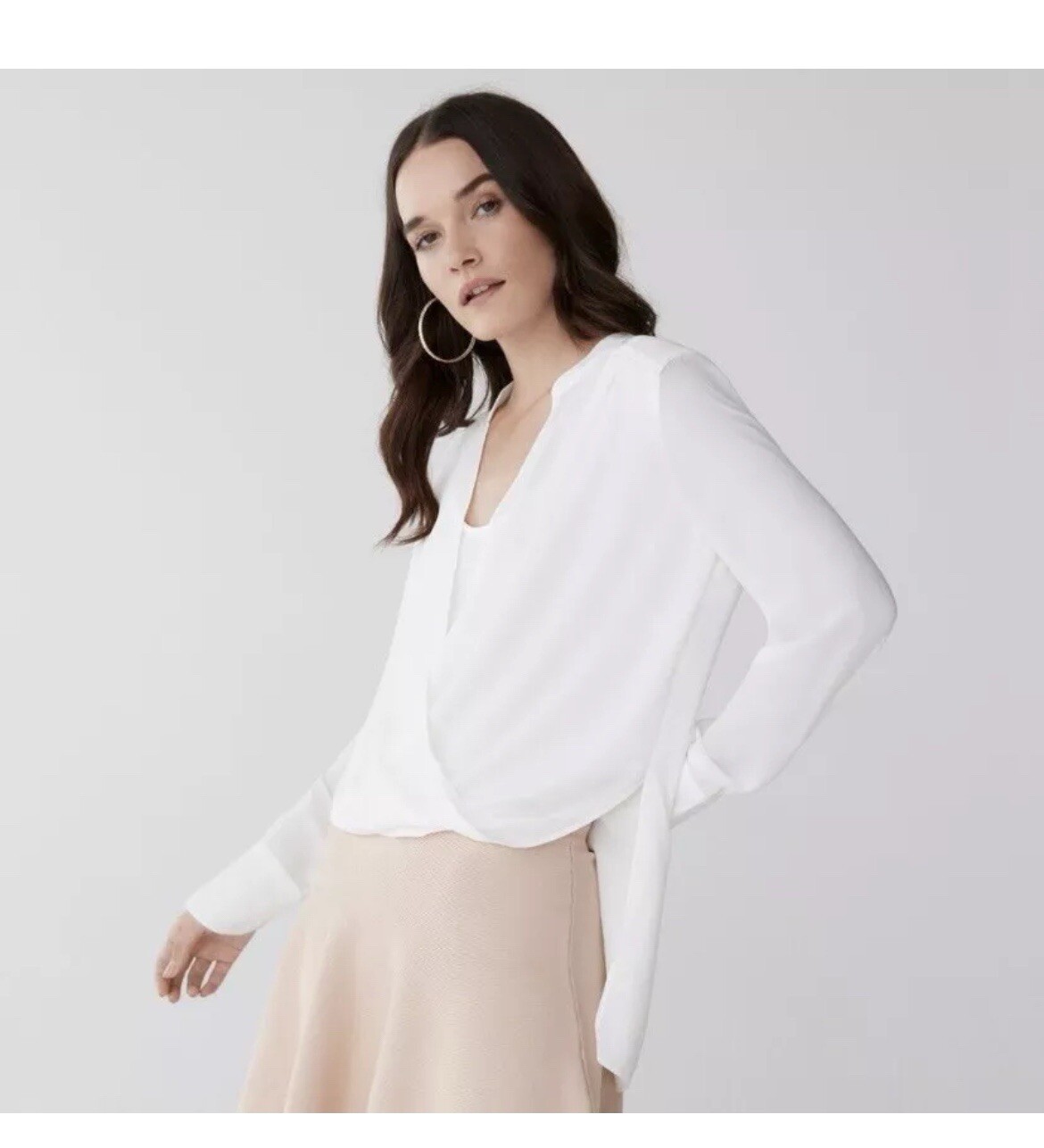 BCBGMaxAzria Jaklyn Draped Front Blouse in Alabaster White Size XXS