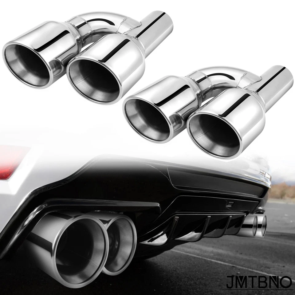 For Acura MDX RDX 2.5" In 4" Out Double Wall Dual Stainless Steel Exhaust Tips - Image 2 of 4
