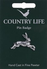 Hare Silver Pewter Lapel Pin Badge