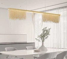 Aluminum Tassel Chain Chandelier LED gold/black Strip Art Ceiling Light Modern L