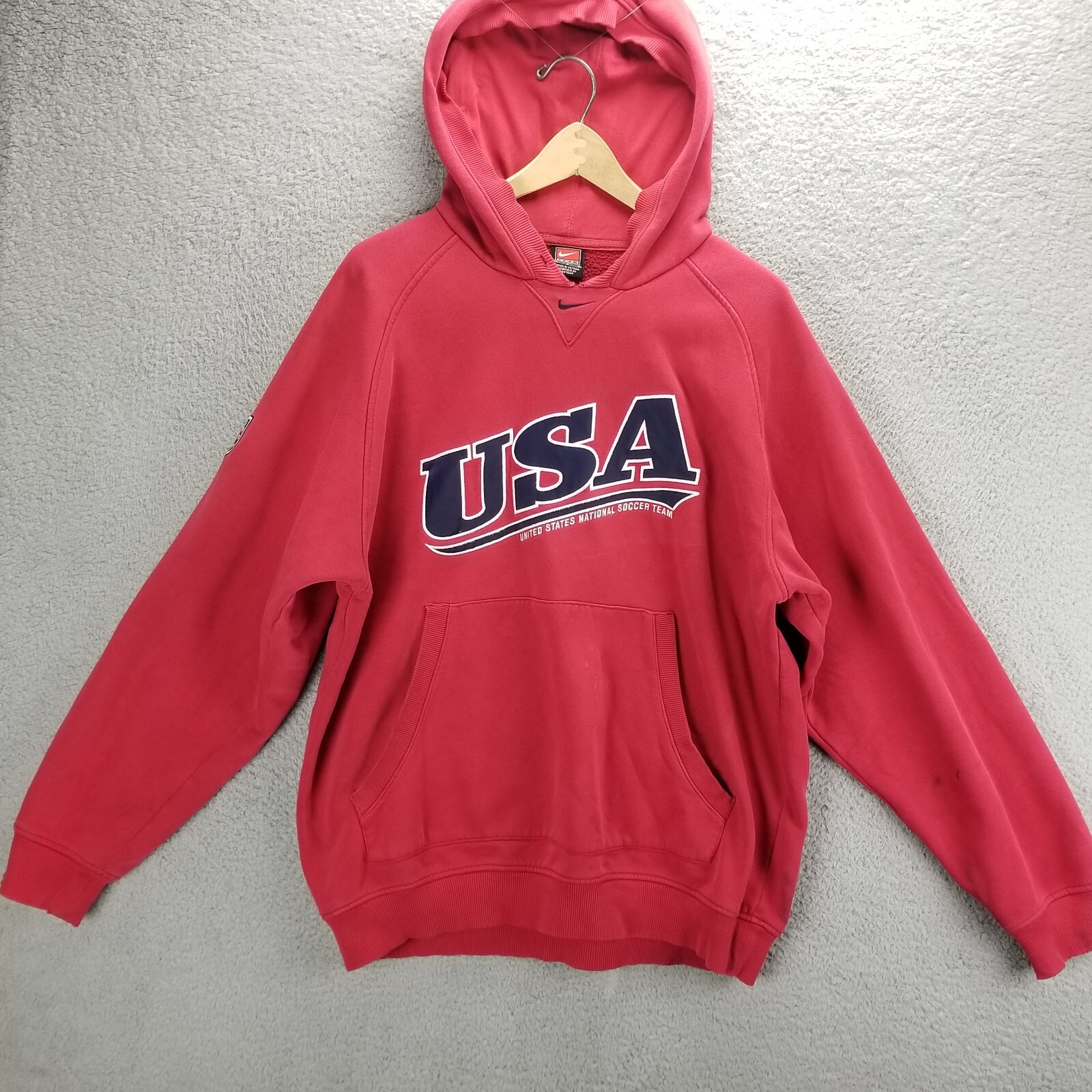 Vintage Nike Center Swoosh USA Soccer Hoodie Red Olym… Gem