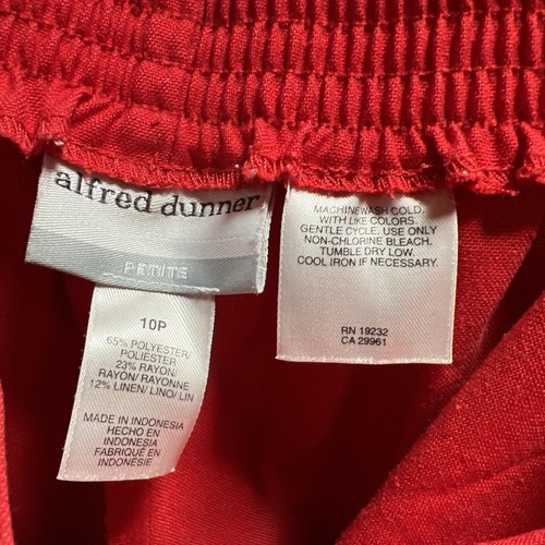 Pantalone donna Alfred Dunner taglia 10P rosso vestito casual pull on elastico in vita nuovo senza etichette - Foto 4 di 4